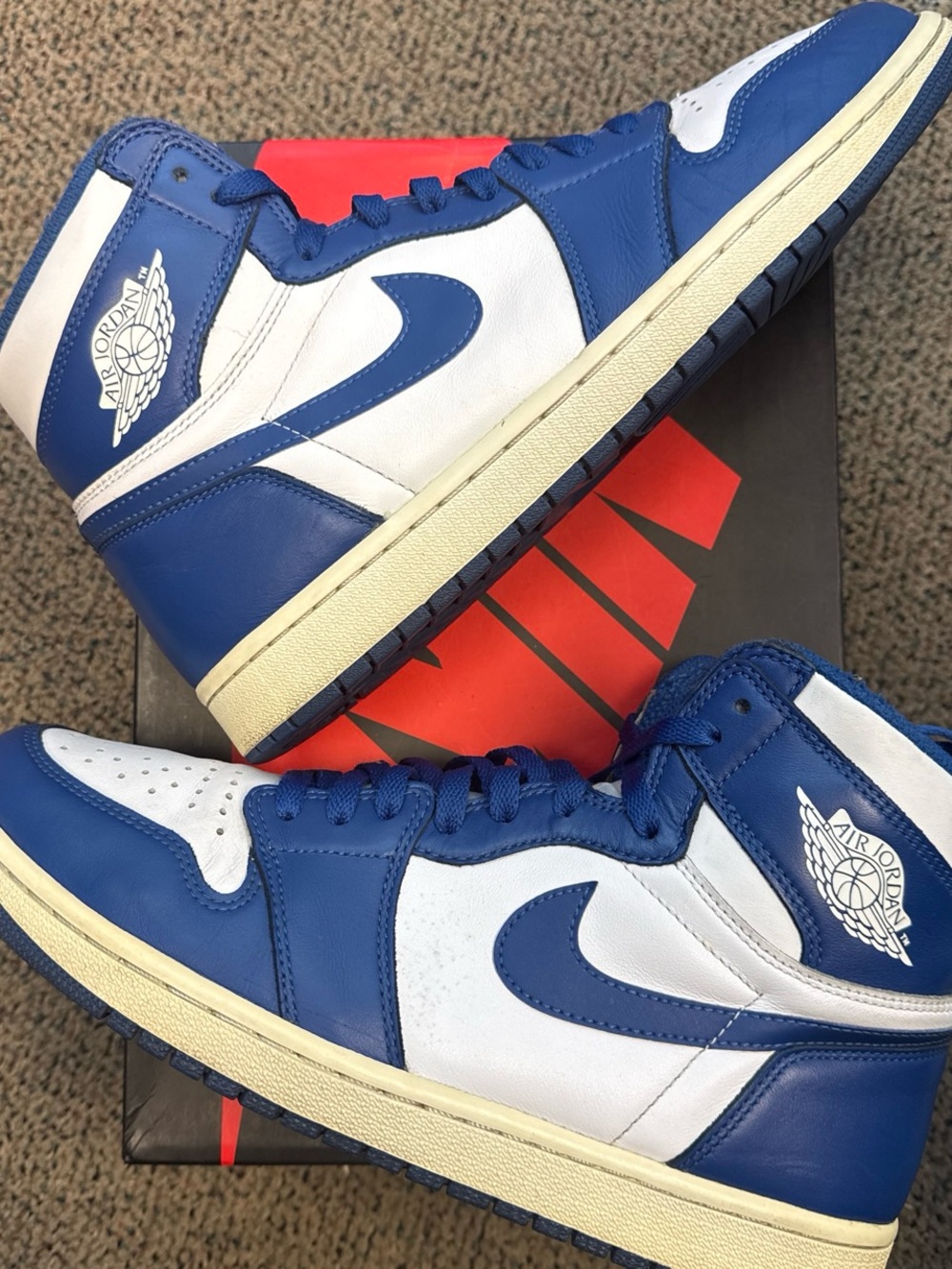 Jordan 1 Retro Storm Blue High Top Sneakers - White/Blue